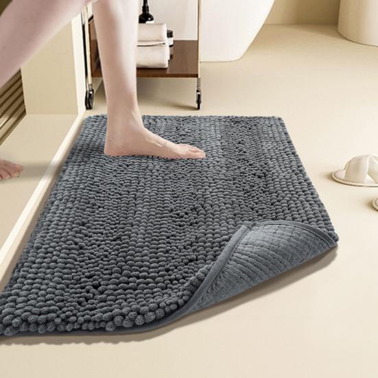 Chenille Bath Mat Soft Short Plush Water Absorbent Bathroom Rug Quick Dry Washable Thick Shower Mat for Bathroom Restroom
