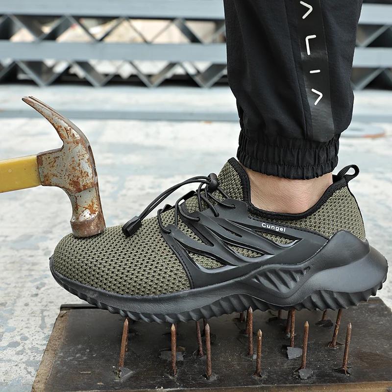 Scarpe antinfortunistiche con puntale in acciaio anti-schiacciamento e anti-perforazione Leggere Scarpe di Sicurezza da Lavoro Per Uomo Traspiranti Scarpe di Sicurezza Sportive Stivali da Lavoro