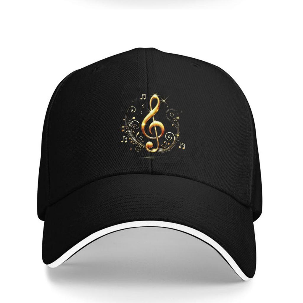 Golden Treble Clef Music Lover Baseball Cap Adjustable Sun Hat Breathable Casual Unisex Adult Cap