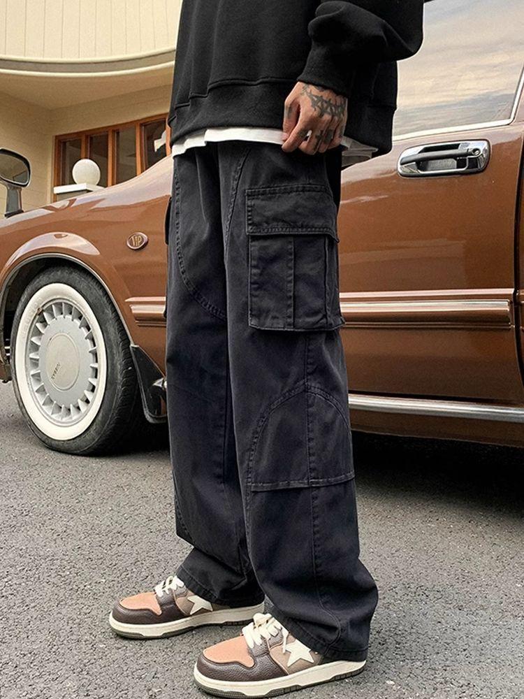 American Retro Work Pants For Men With Stretch Fabric Casual Style For Daily Wear