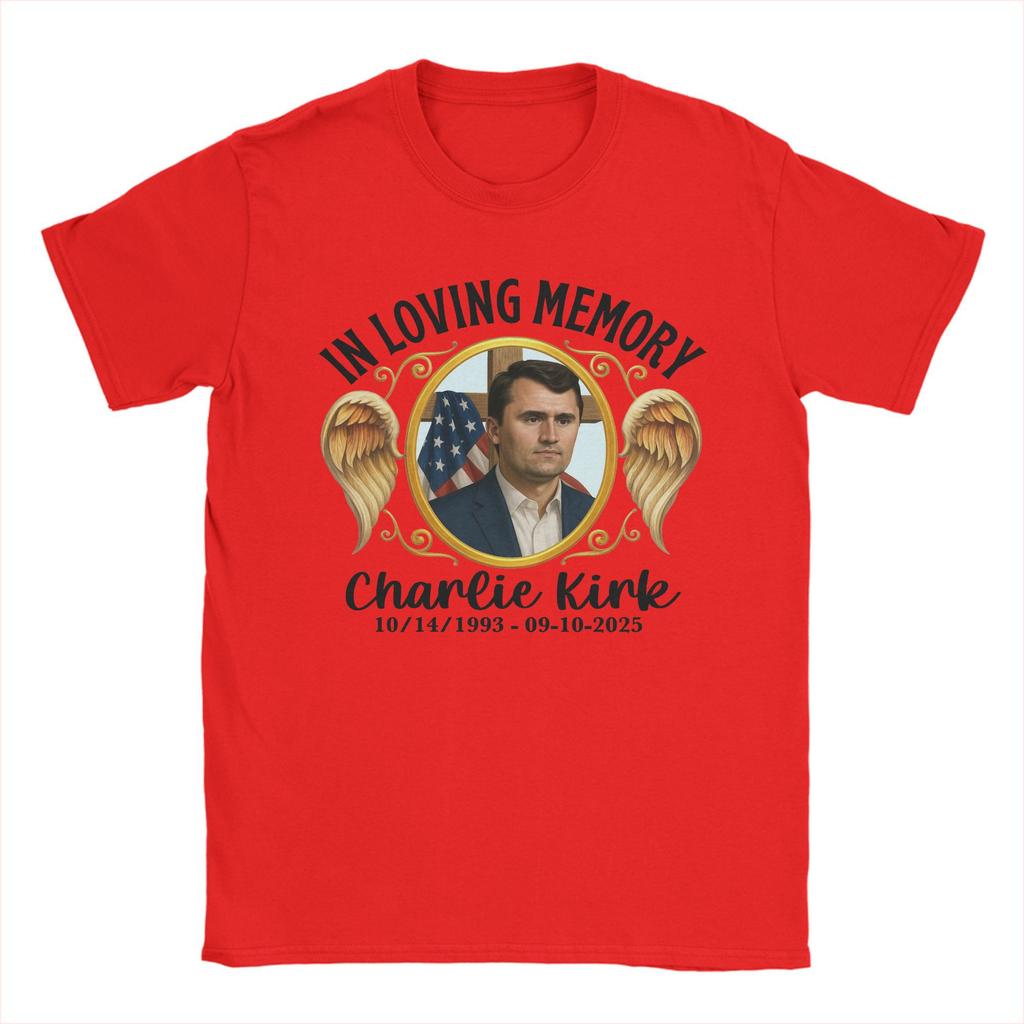 Hommes Charlie Kirk en Mémoire Patriote Liberté USA T-Shirts Vêtements en Coton Drôle Manches Courtes Col Rond T-Shirt Idée Cadeau T-Shirt