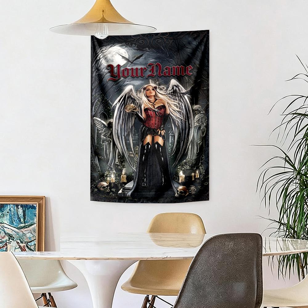Gothic Illustrations Custom Your Name Wall Decor Tapestry Art For Pet Memorial Birthdaywedding Party Backdrop Family Gift
