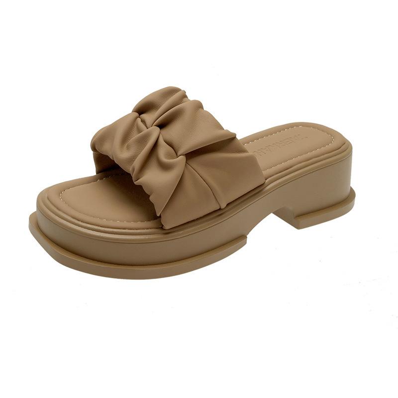 Premium one-word drag new beach cool slippers sandals wear women s thick-soled cool slippers 40 хаки