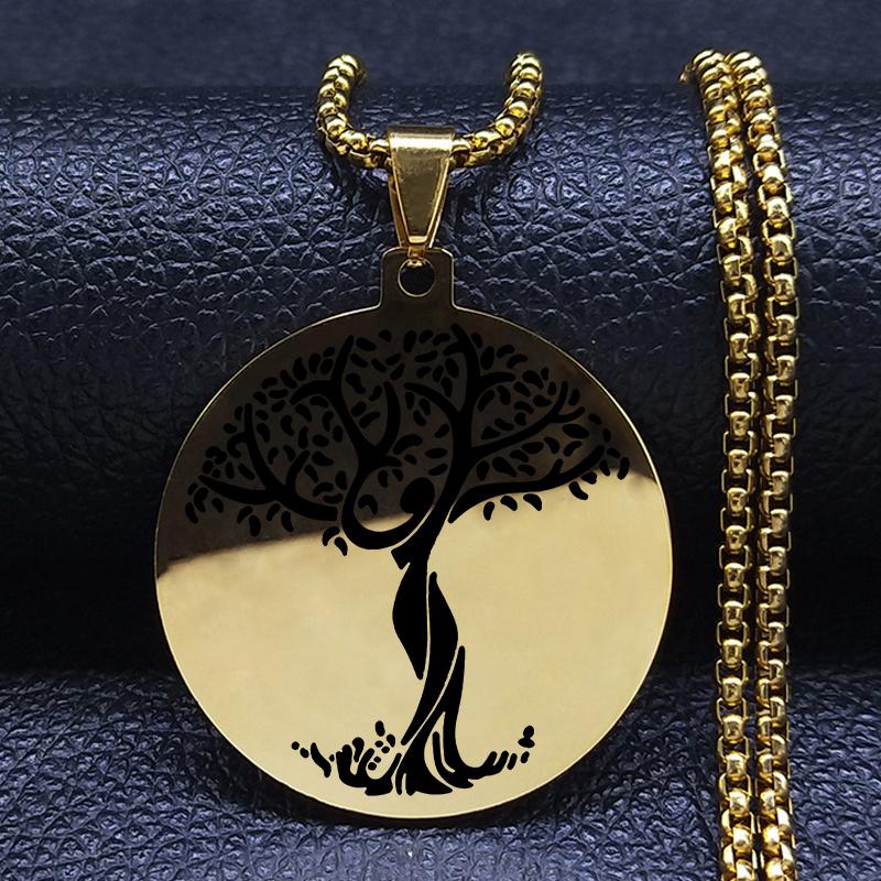 Yggdrasil Arborele vieții Colier din oțel inoxidabil pandantiv busolă Viking Celtic Nordic Arborele genealogic cu rune bijuterii