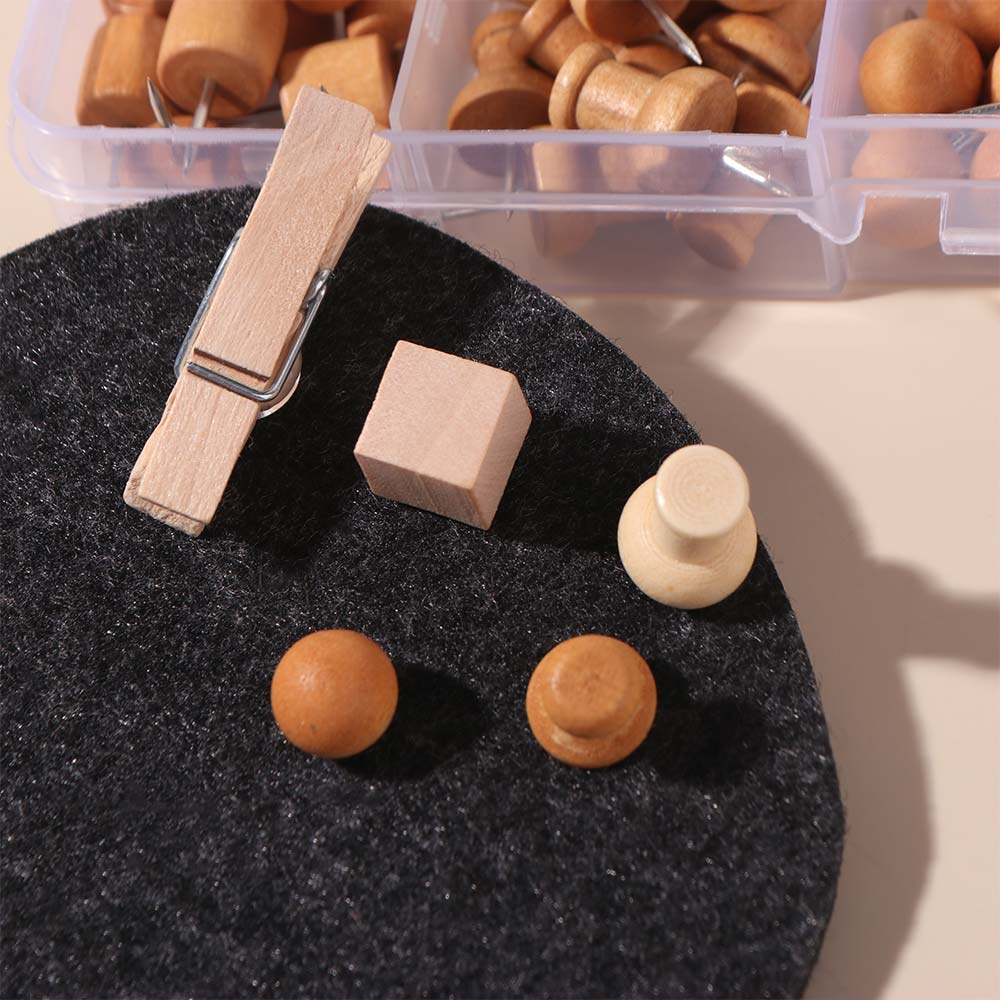 114Pcs Wooden Wood Push Pins Decorative Cork Board Thumbtack DIY Drawing Thumb Tacks  Home Craft