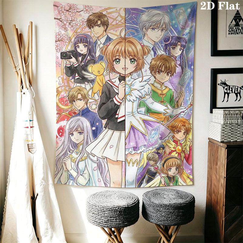 Cardcaptor Sakura poster Wall Hanging Printed Fabric Blanket Decorative Tapestries for Bedroom Living Room Home Decor