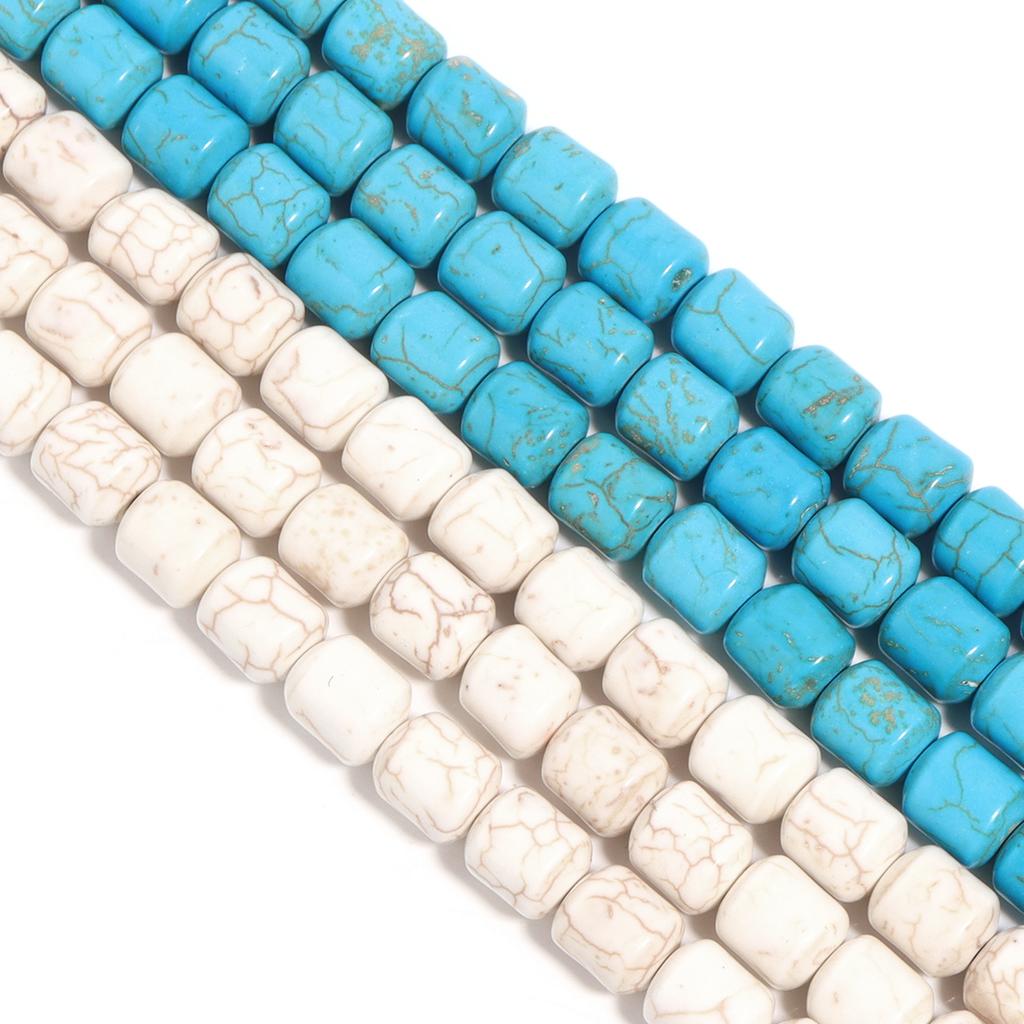 Natural Turquoise Stone Beads Blue White Cylinder Shape Loose Spacer Beads For Jewelry Making DIY Bracelets Necklace Accessories