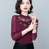 Autumn and Wintertime Semi-turtleneck Bottoming Shirt Women Velvet Thickened Thermal Underwear Mother Middle-aged Belly-covering Top