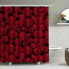 Luxurious Red Rose Print Shower Curtain Waterproof Decorative Home Decoration For Bathroom