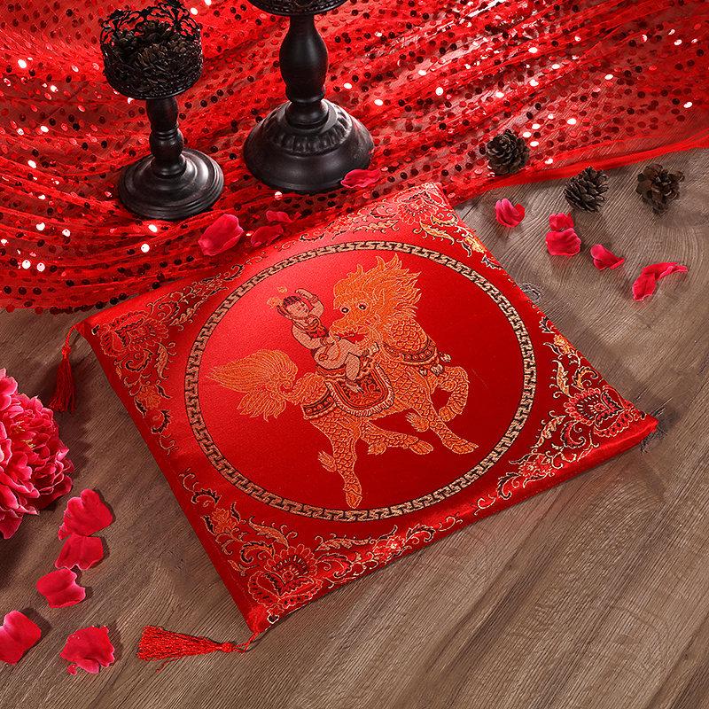Red Chinese Style Festive Kneeling Cushion - Square Seat for Bay Window and Wedding Decor, with Free Shipping
