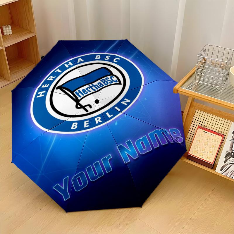 Hertha bsc Parapluie Pliant Automatique à 3 Plis 8 Baleines Coupe-Vent Protection Solaire Pluie pour Voyage Extérieur Usage Quotidien