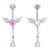 Wing Heart Belly Button Rings Shiny Inlay Dangle Hypoallergenic Steel Navel Piercing For Beach Parties Daily Wear