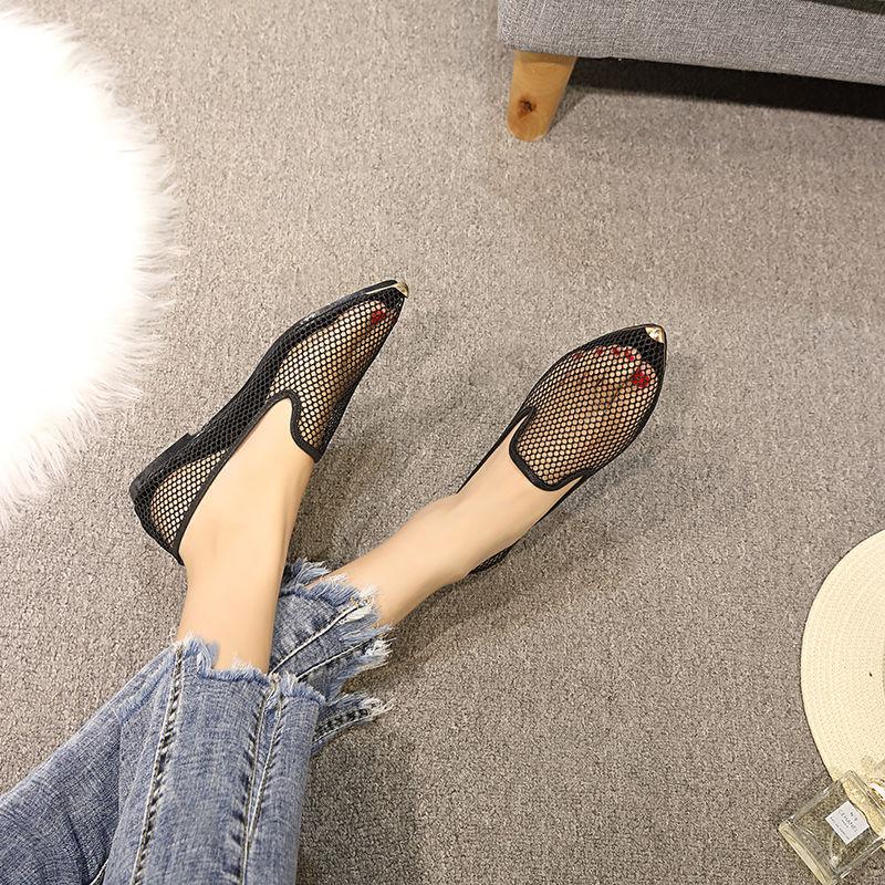 Hollow Mesh Breathable Woman Flats Summer Pointed Toe Shoes for Women Quick Delivery Chic Point Wholesale Korean Style Y2k Shoe