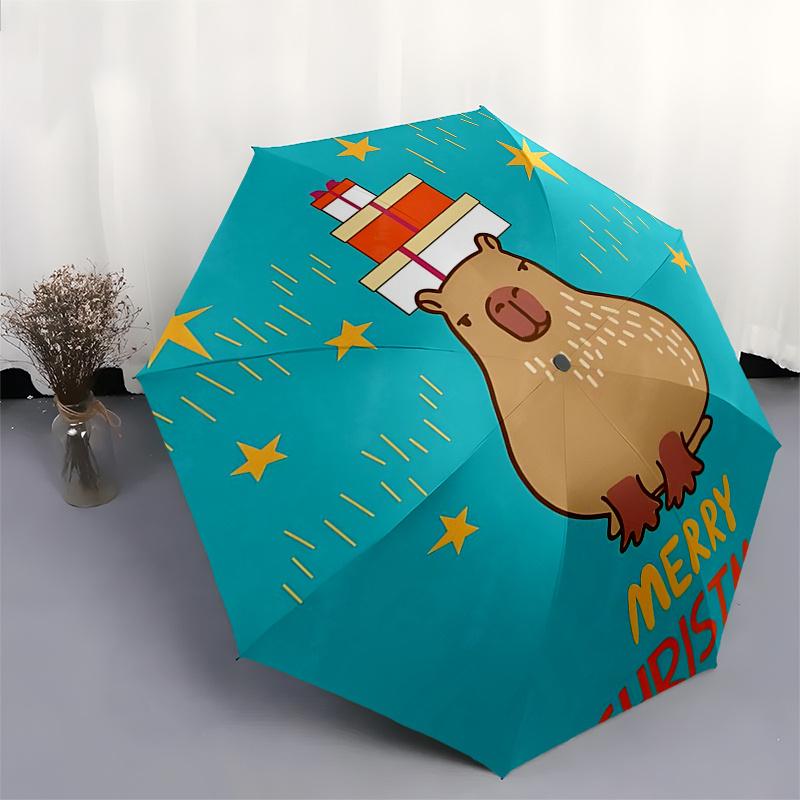 Capybara Themed Travel Umbrella-8 Ribs Automatic Opening and Closing, Portable Folding Design, Compact and Stylish Umbrella Suitable for Out
