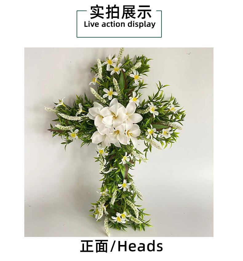 Easter Cross Wreath, Cross Ornament For Holiday Window Display Hanging Decoration