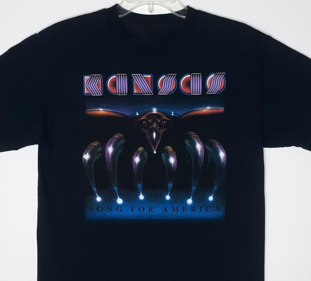 

Kansas Band Song For America Cotton Black T Shirt Full Size Unisex Unisex T-Shirt XXXXL