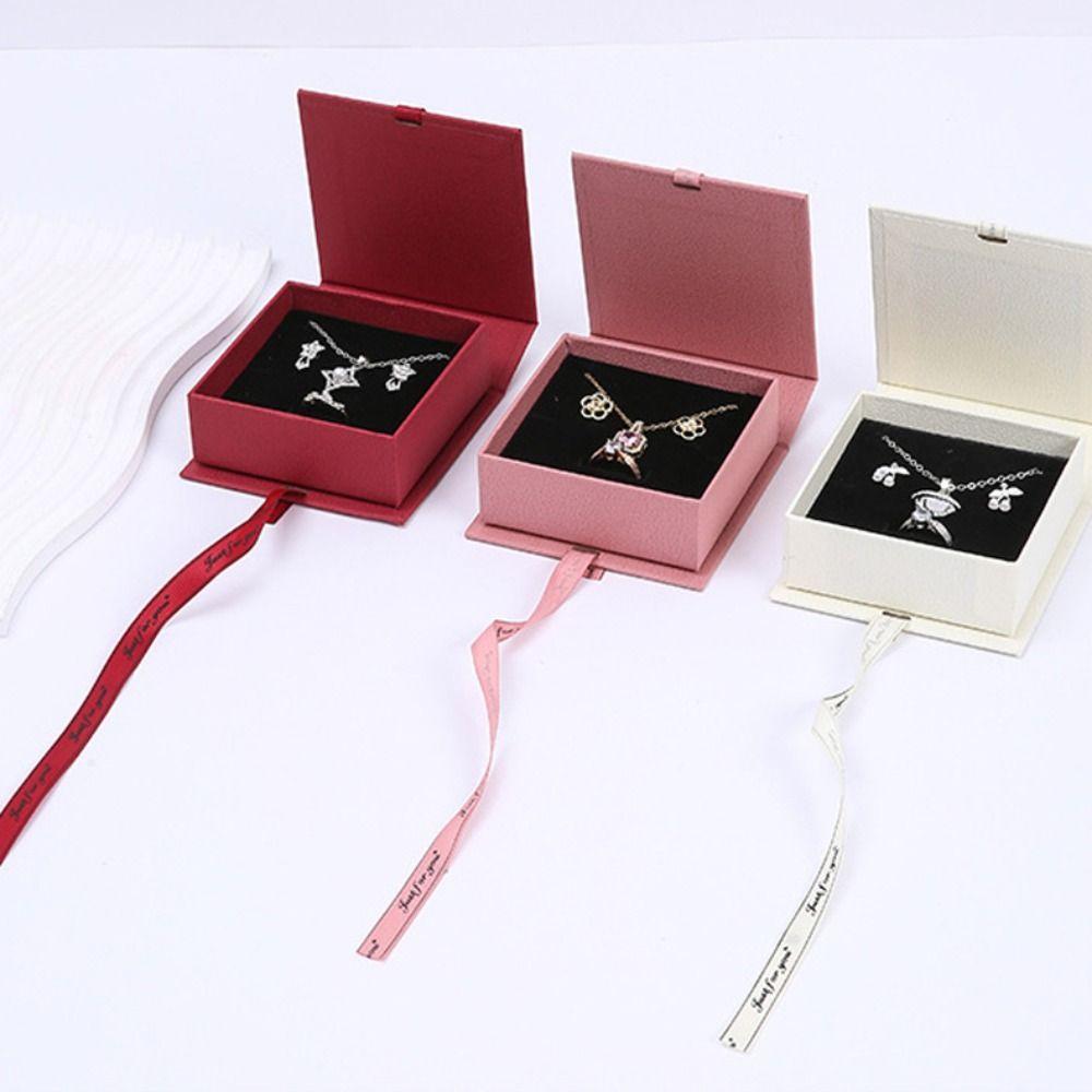 Paper Bowknot Ribbon Ring Earring Storage Case High-end Jewelry Packaging Case Portable Gift Box