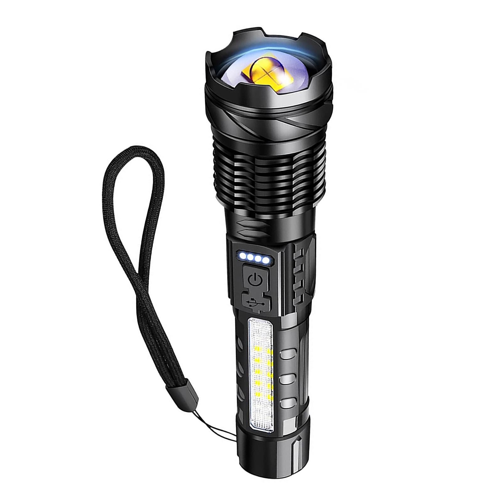 

Мощный фонарик с белыми лазерными шариками 2600 мАч, быстрая зарядка типа C с COB-предупреждением и боковым рабочим светом