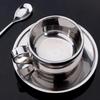 Tasse à café en acier inoxydable de haute qualité, tasse à eau, tasse à remuer/tasse à lait avec assiette et cuillère