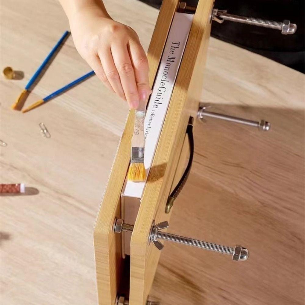 With Ergonomic Handle Book Binding Kits Bamboo Wood Book Press  for Beginners Bookbinding Supplies