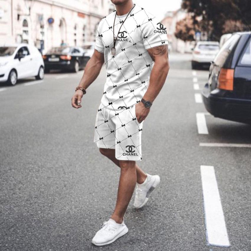 Ensemble T-shirt à manches courtes et col rond pour homme, imprimé 3D de marque de luxe d'été, ensemble short 2 pièces de haute qualité, décontracté, street, sportif