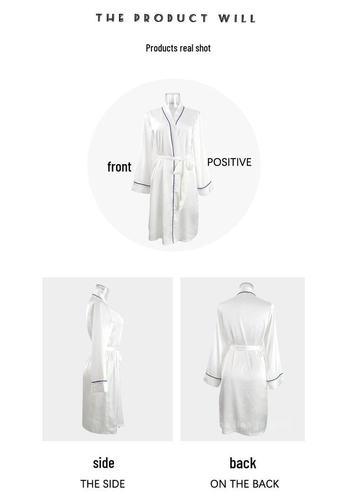 Summer Women's Luxury Silk-Like Cardigan Robe & Pajamas Set