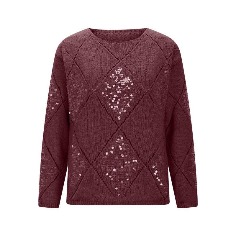 Women S European American Style Sequined Knitted Pullover Loose Fit Sweater