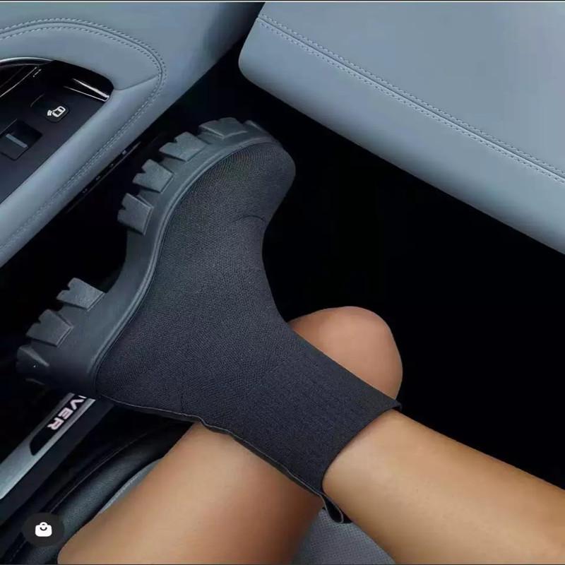 мода Новые Весна Осень Спортивные Ботинки Женские Вязаные Ботинки-Носки Ботинки Дышащие — фото 6