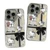 Bowknot KT Cat Fine Hole Gauze Case for Apple iPhone 17 Pro Max/16 - Dirt-Resistant, Cartoon Design for 11, 13, 14 Pro, 15