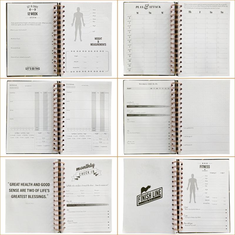 A5 Hardcover Fitness Planner: Cross-Border Sport & Wellness Journal for Daily & Weekly Tracking