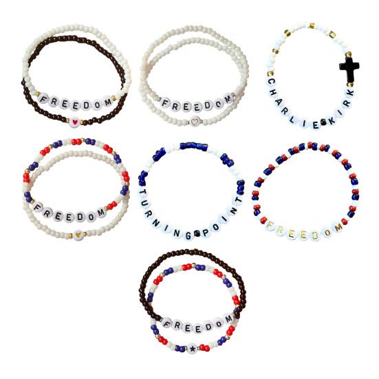 Freedom Bracelets Beaded Memorial Wristband Elastic Turning Point Patriotic Bracelets for Men Women Kids Commemorative Events