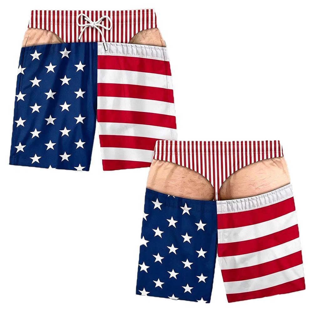 Funny Swim Trunks for Men Casual Novelty 3D Print Quick Dry Swimwear Drawstring Graphic Bathing Suit Beach Shorts