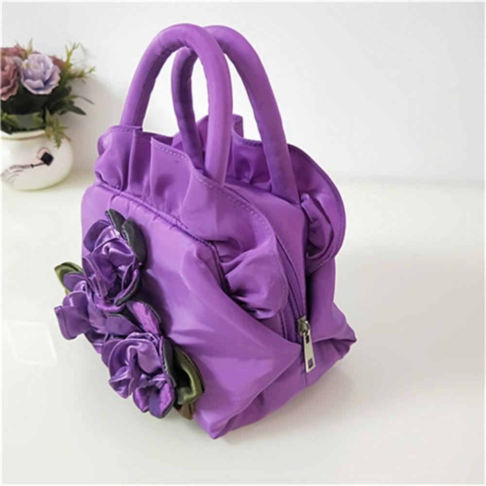 Satin Silk Hanfu Flower Drawstrings Bag Ruffle Small Purse Wallet Rose Flower Handbag  Ladies/Girls
