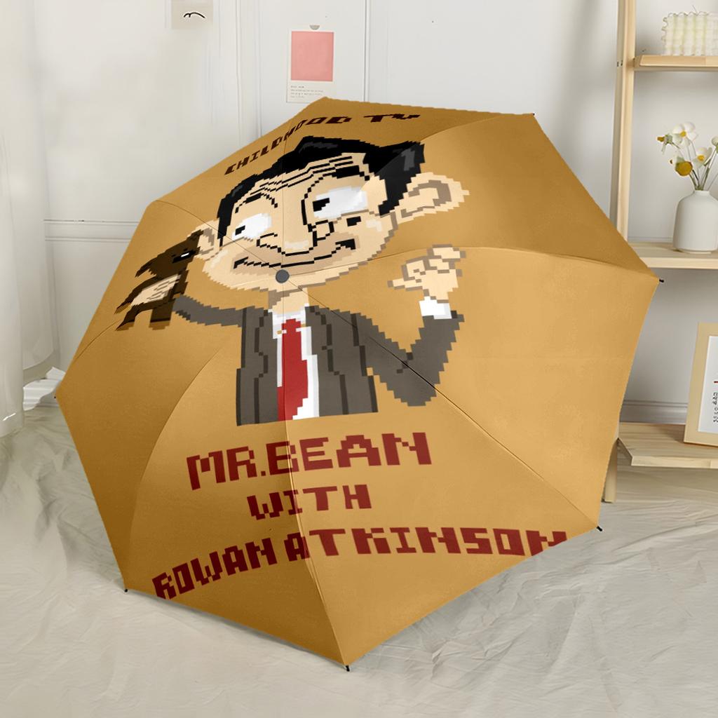 Mr Bean's Adventures Compact Travel Automatic Umbrella Compact 8-Rib Lightweight Foldable Design for Outdoor Daily Use Elegant Women's Umbrella