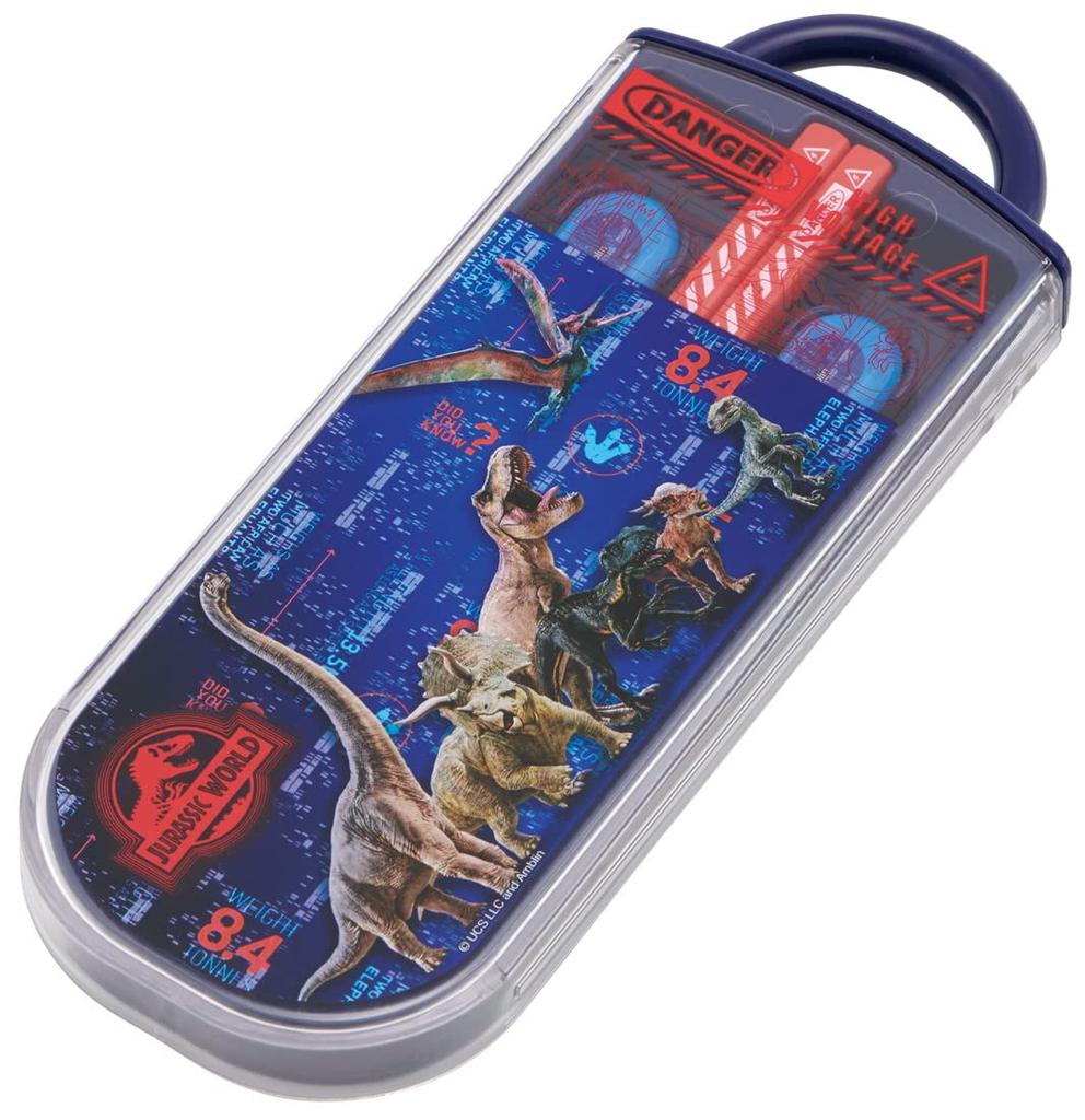 Skater Antibacterial Slide Trio Set Lunch and Fork Jurassic World 22 Made In Japan Children's (TACC2AG-A) - Box, Chopsticks, Spoon, - Design, Boys,