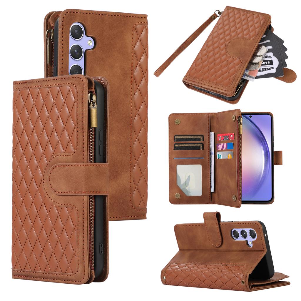 Pro pouzdro Motorola Moto G86 Power 5G s 9 sloty na karty, peněženkou na zip, krytem telefonu z PU kůže s poutkem na zápěstí