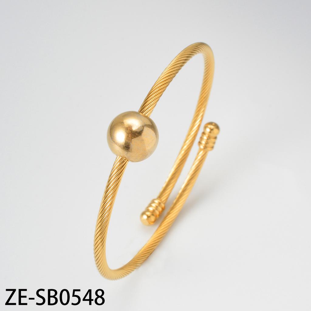 Trend European and American Personality Twist Opening Adjustable Twist Steel Wire Gold Ball Bracelet 2026