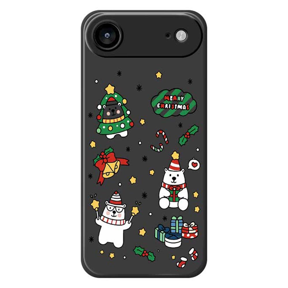 

For iPhone 17 Air Case Christmas Bears Pattern Printing Straight Edge TPU Phone Back Cover Black