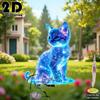 1PC Charming Art Blue Starlit Sky Cat 2D Acrylic Garden Floor Socket Waterproof for Home Courtyard Outdoor Festival Decoration