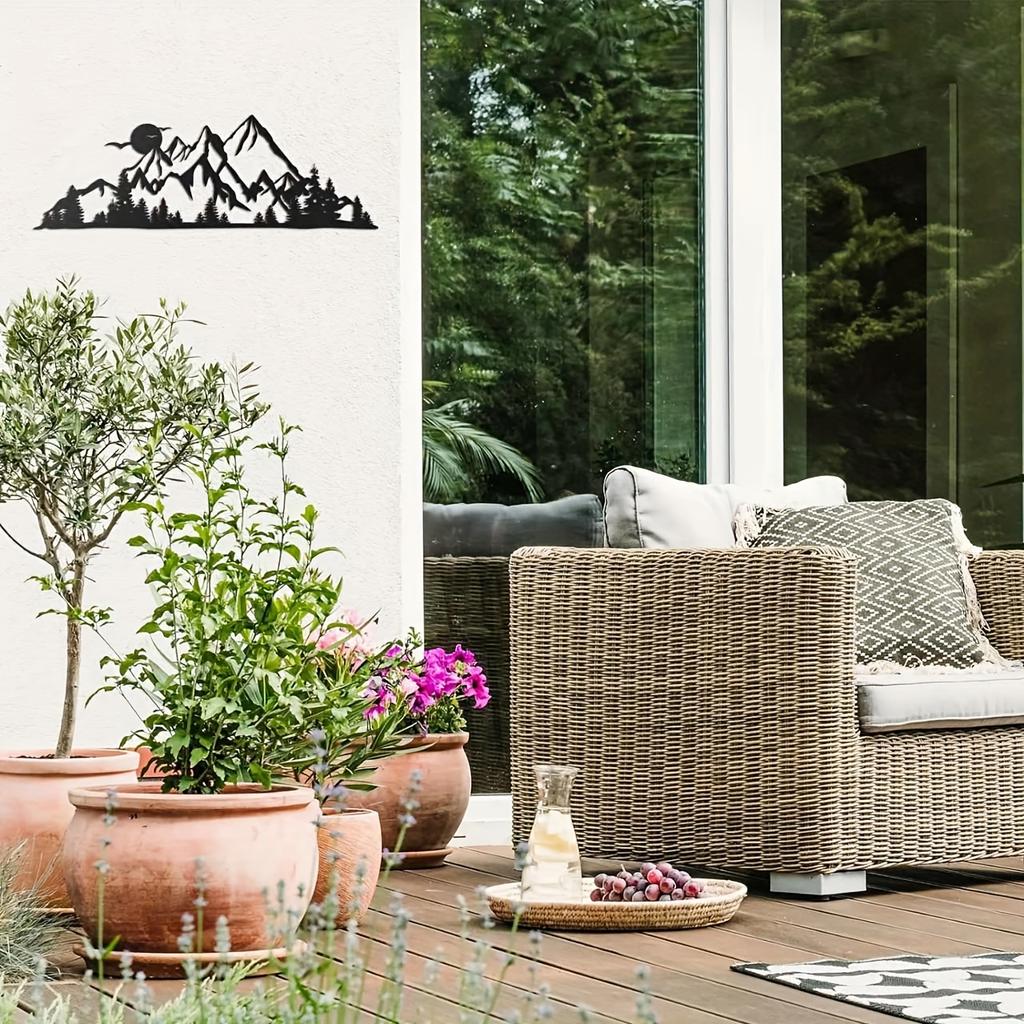 Mountain Range Metal Wall Hanging Decor, Summit Iron Sign Rustic Art, Mountain Home Decor Forest Room Decor Accent Sign