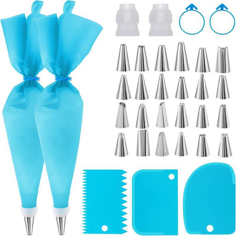 42-Piece DIY Baking Tool Set: Pastry Nozzles, PP Converter, Cream Scraper, TPU Pastry Bag