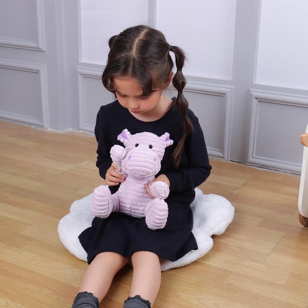 Apricot Lamb Corduroy Hippo Plush Toy for Kids, Soft and Cute, Fluffy Corduroy Hippo for Girls and Boys, 23cm