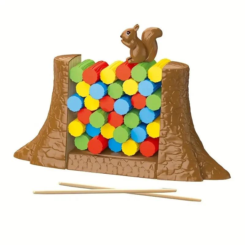 

Squirrel Balancing Game, Pile Pushing Stacking Toy, Parent-Child Interactive Family Tabletop Puzzle Game for Kids Adults