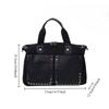 Women'S Mesh Splicing Leather Handbag Large Capacity Retro Rivet Messenger Bag