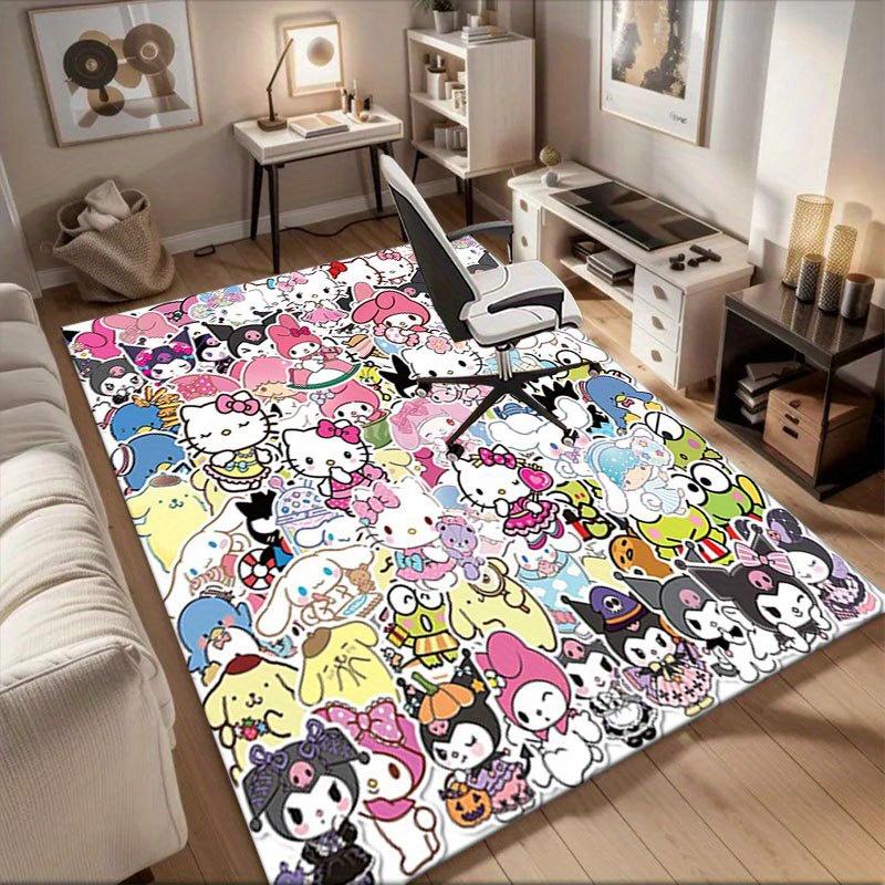 1pc Sanrio Hello Kitty Mermaid Printed Office Carpet Rectangle Rug Under The Table,Perfect Room Decor for Living Room, Bedroom, Kitchen, Non-slip Floo