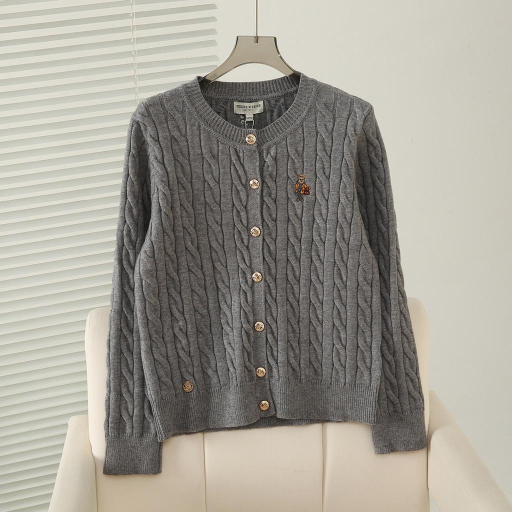 College Style Knit Sweater Cardigan For Women With Embroidery In Autumn Winter