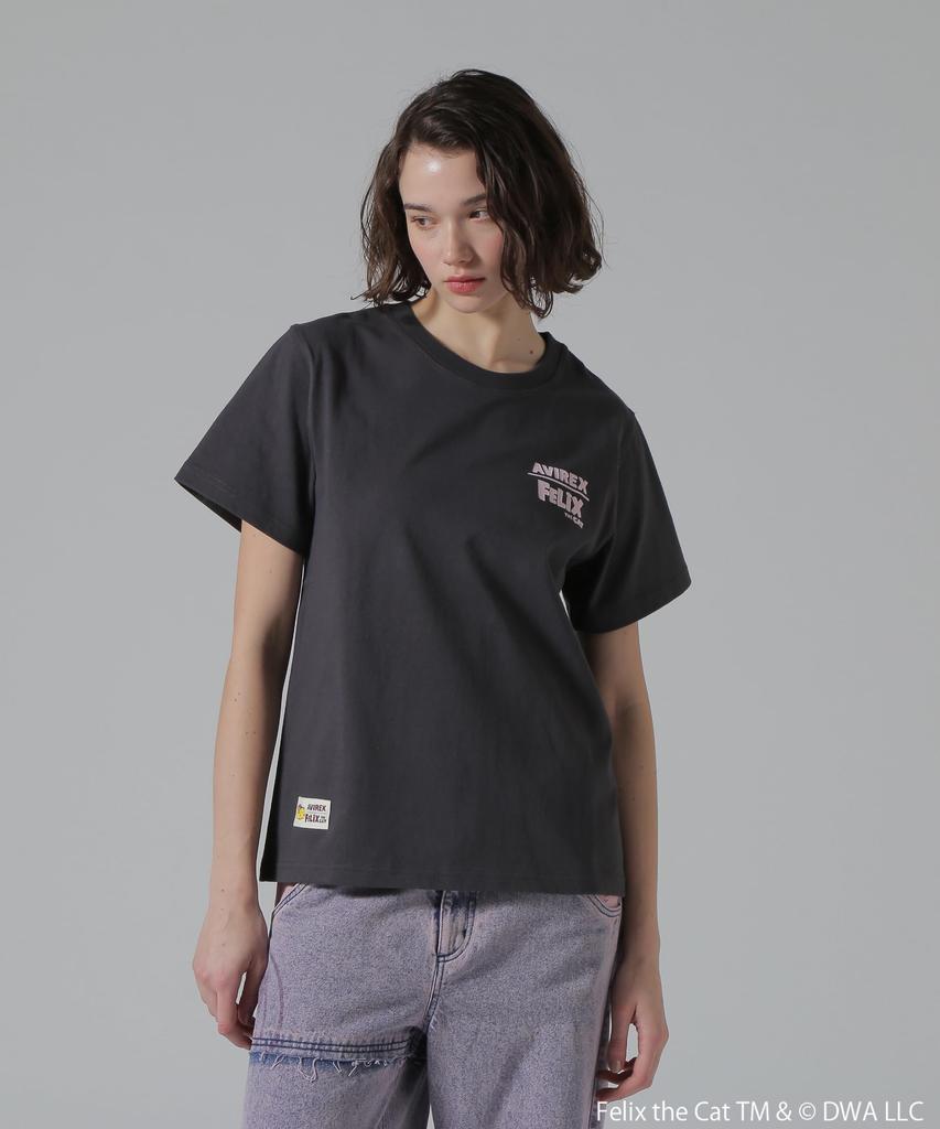 Avirex FELIX COMICS Size T-SHIRT, Women's, S, 010, Black, 783-5135610