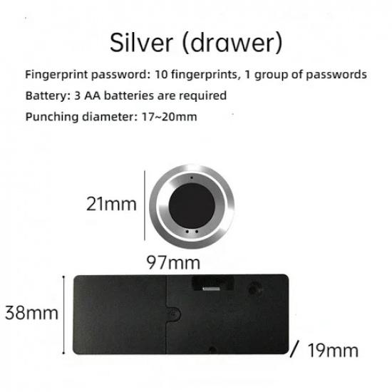 Gold Smart Drawer Electronic Lock Storage Cabinet Fingerprint Lock File Cabinet Lock Cabinet Door Fingerprint Lock Furniture Silver A