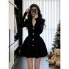 Small French V-neck Waist Dress for Women's Autumn and Winter High-end Sense New Light Luxury and Thin Temperament A-word Dress