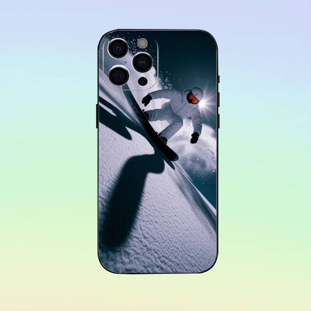 Skifahren Schnee Snowboard Ski Handyhülle Silikon Weich Für IPhone 17 16 15 14 13 12 11 Schwarz Weiche Silikonhülle